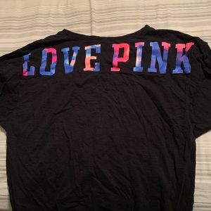 LOVE PINK black and neon color 3/4 sleeve